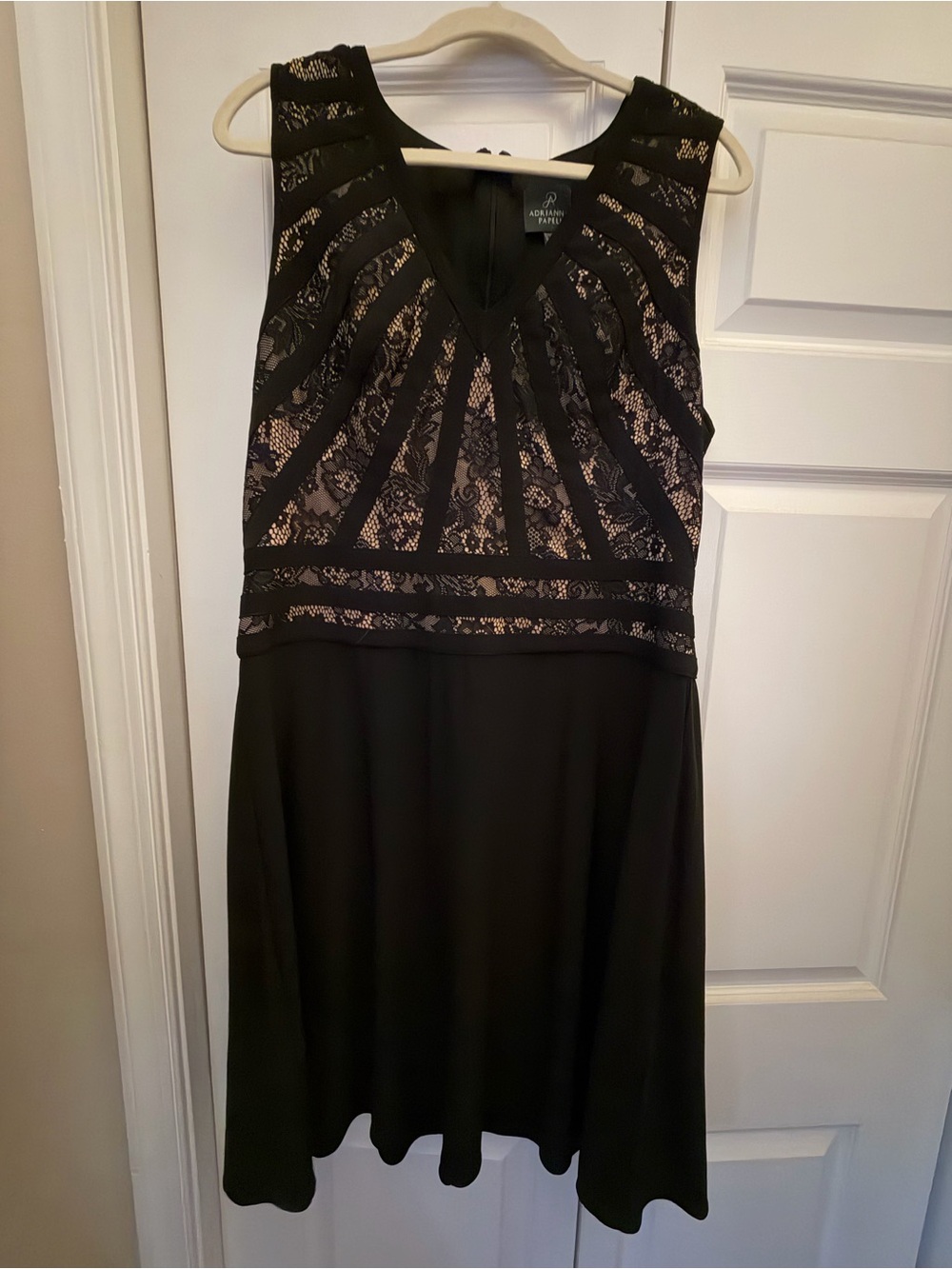 Adrianna Papell Black Lace-Accent Sleeveless Dress
